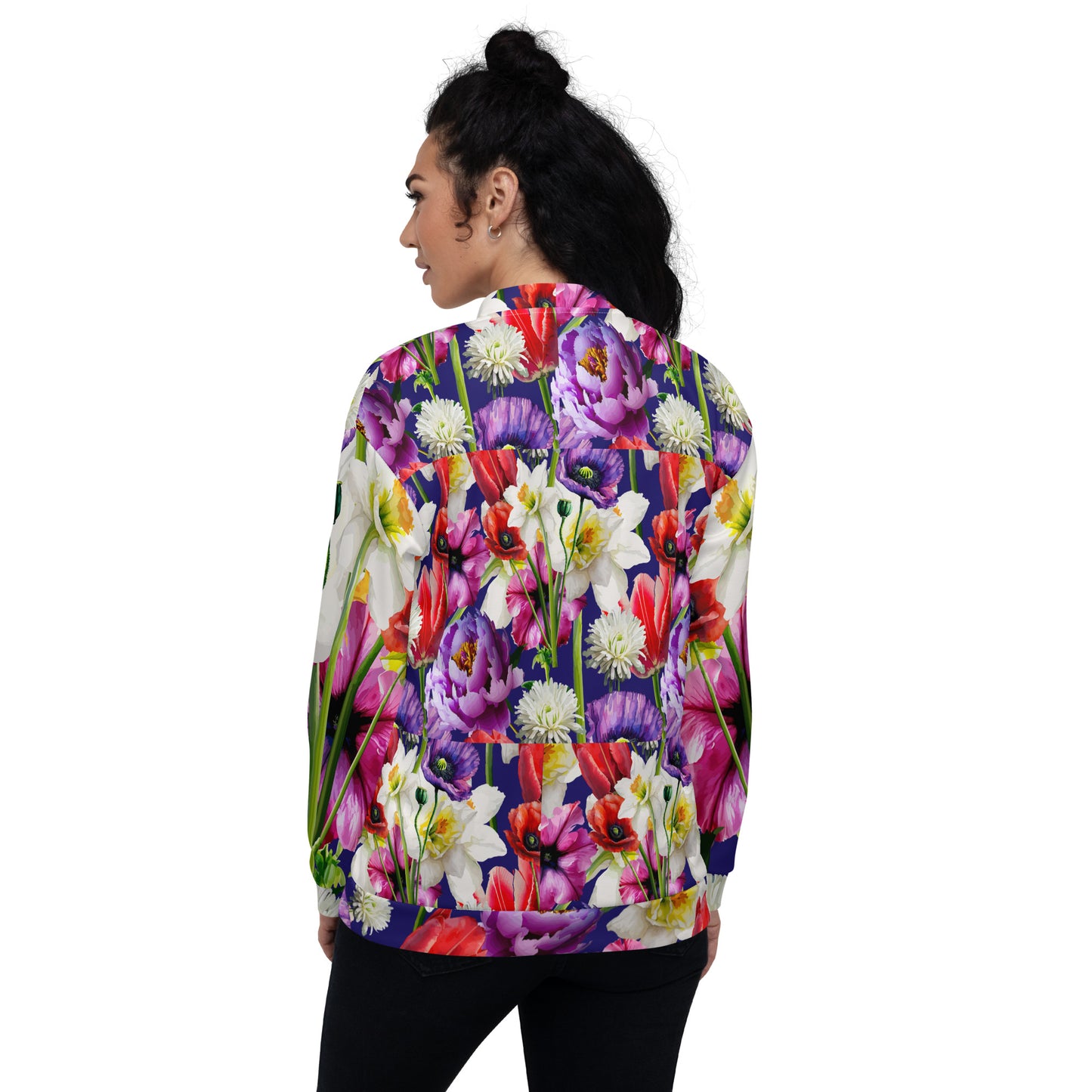 Unisex Bomber Jacket Kukloso Abstracticon Florals No 9 - Free Shipping