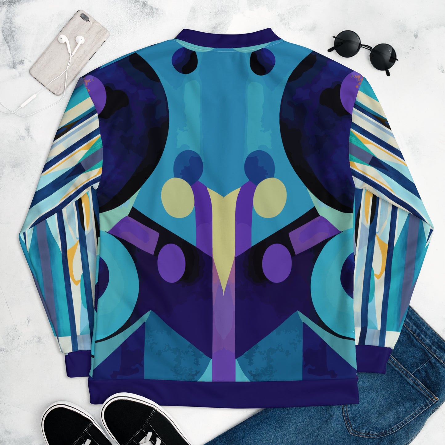 Unisex Bomber Jacket Kukloso Abstracticon No 33 Large Pattern - Free Shipping