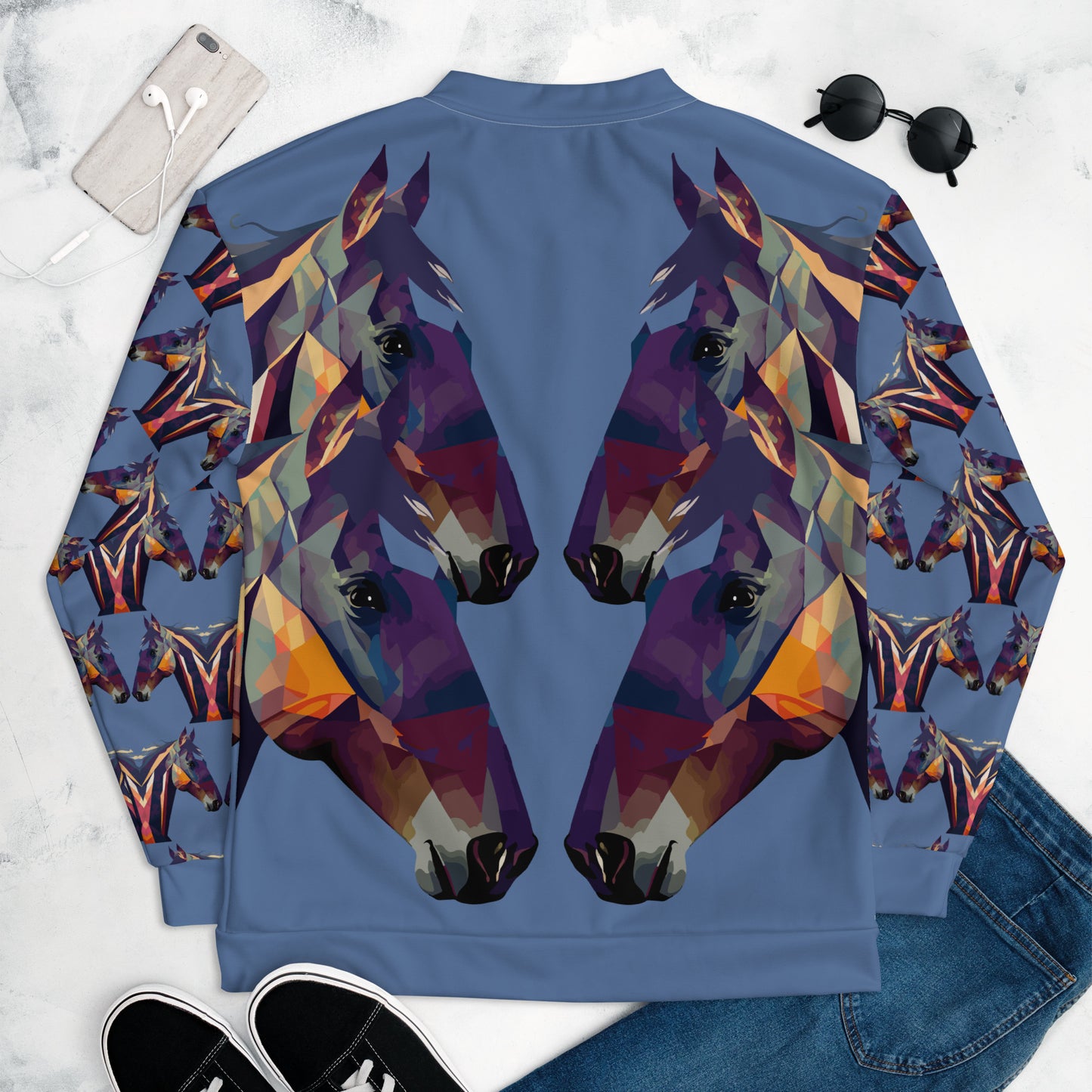 Unisex Bomber Jacket Kukloso Abstracticon No 37 'The Horses' - Free Shipping