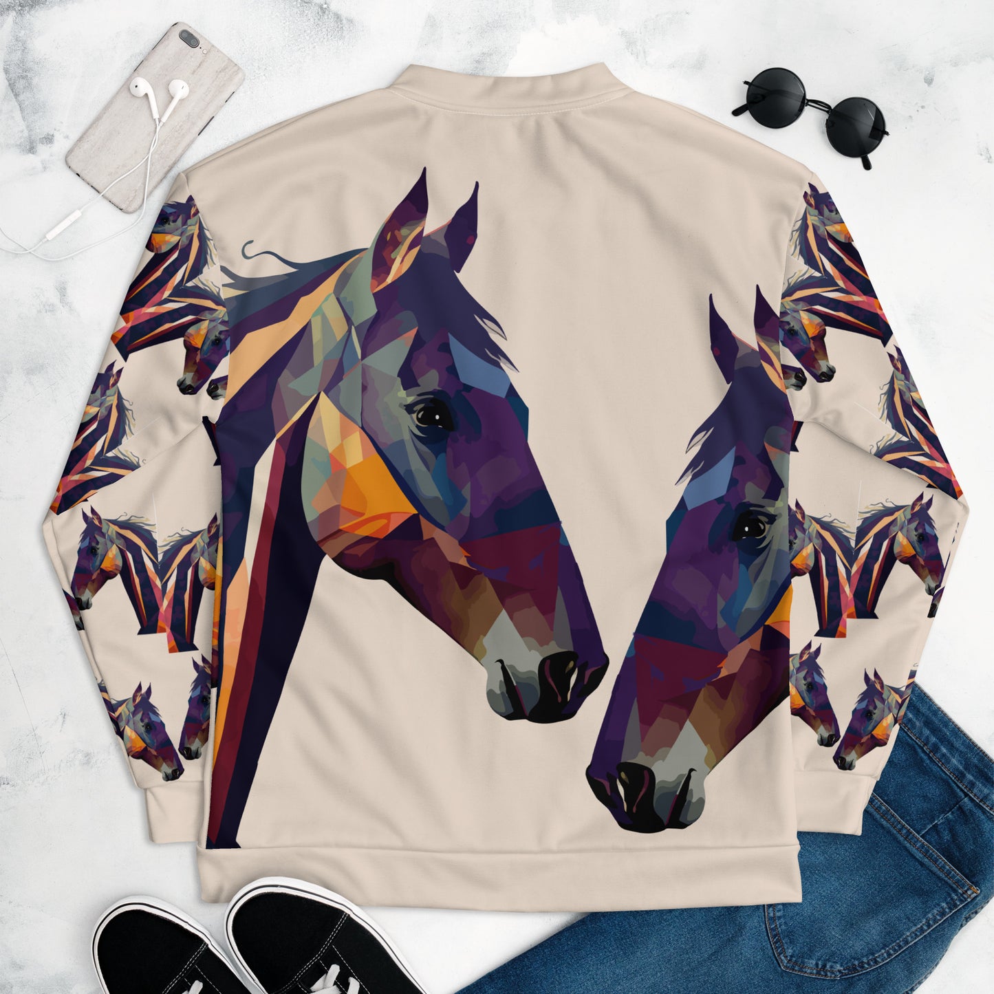 Unisex Bomber Jacket Kukloso Abstracticon No 38 'The Horses' - Free Shipping