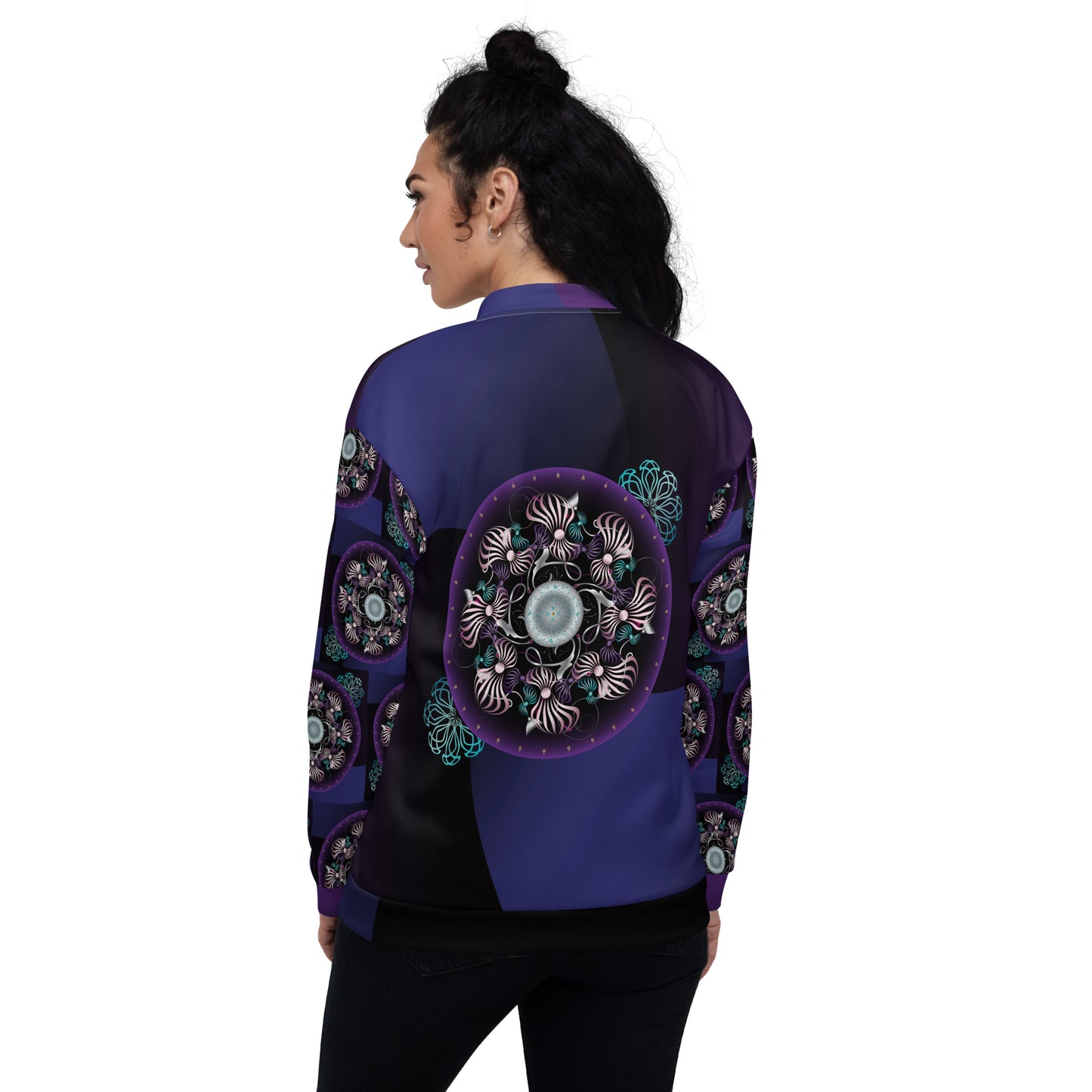 Unisex Bomber Jacket Kukloso OVC No 4298 Mandala Pattern - Free Shipping