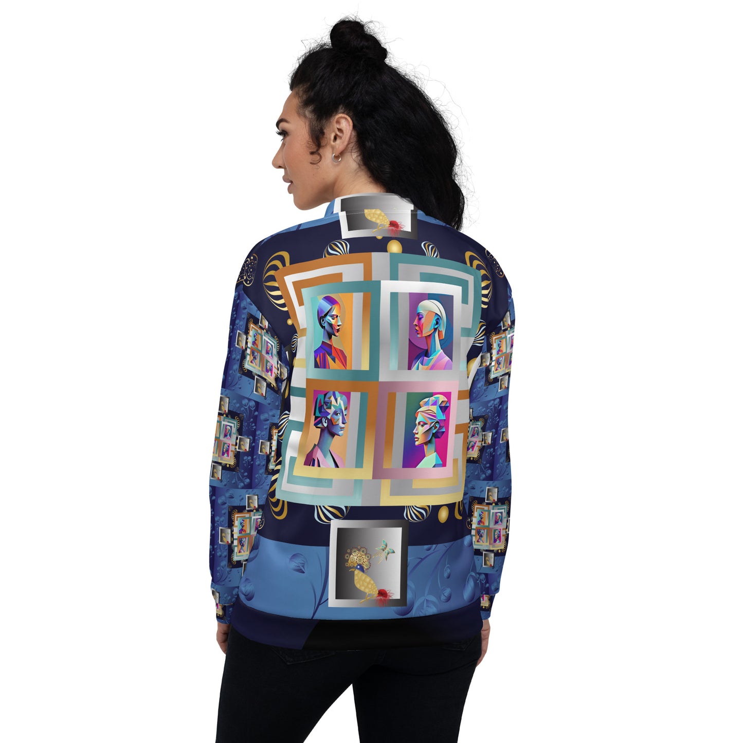 Unisex Bomber Jacket Kukloso Four Ladies Collage No 1 Large Pattern - Free Shipping