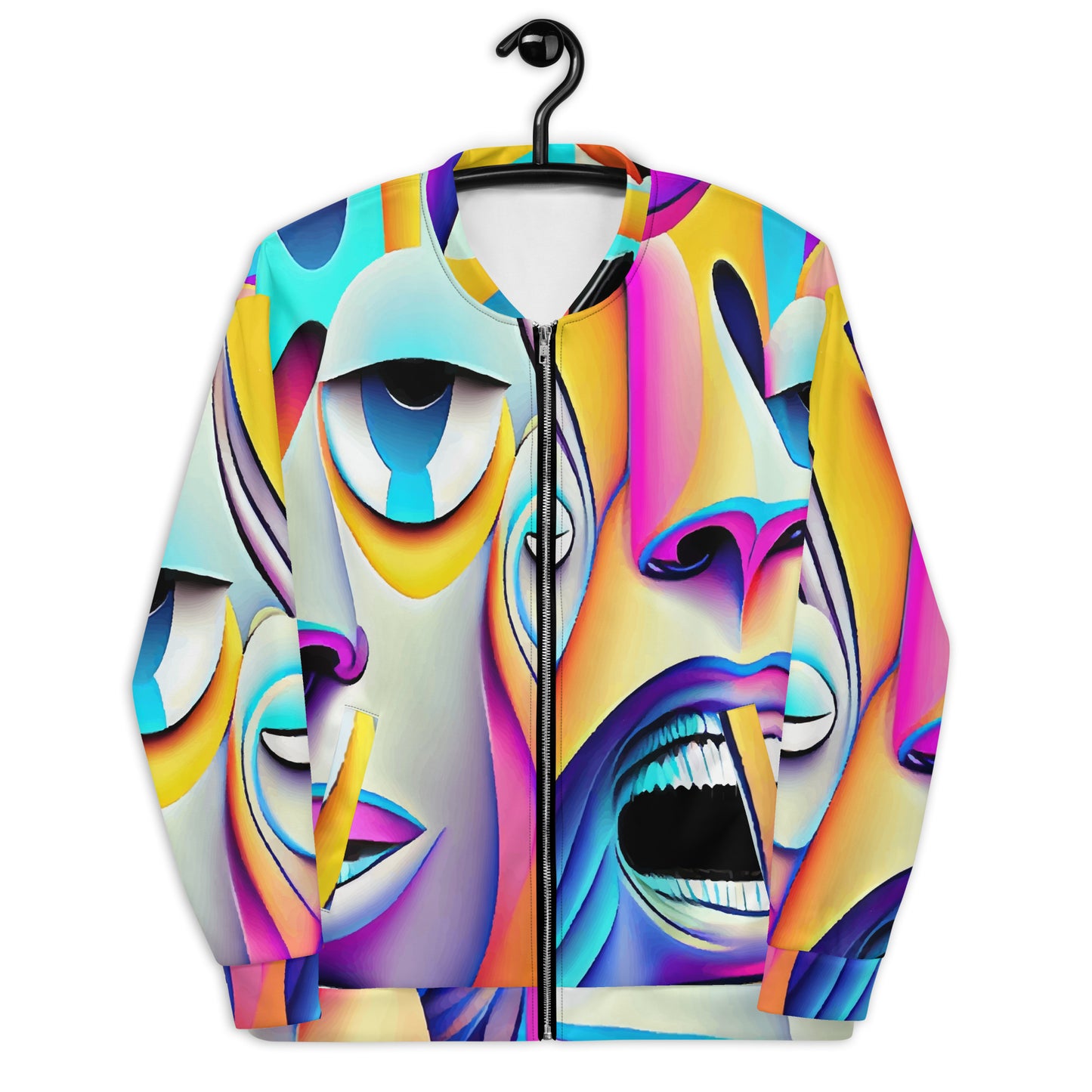 Unisex Bomber Jacket Kukloso Cubist Faces No 7 Multicolored Free Shipping