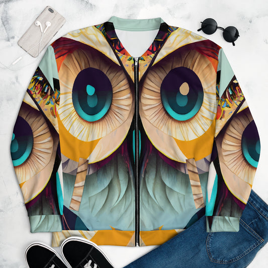 Unisex Bomber Jacket Kukloso Cubist Faces No 11 Mr. Owl Multicolored Free Shipping