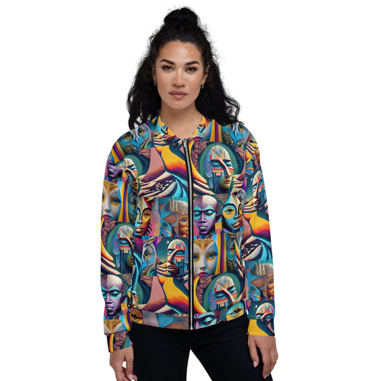 Unisex Bomber Jacket Kukloso Cubist Faces No 28 Multicolors Free Shipping