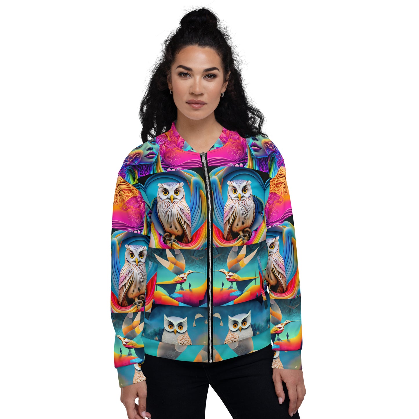 Unisex Bomber Jacket Kukloso Cubist Faces No 29 Multicolors Free Shipping