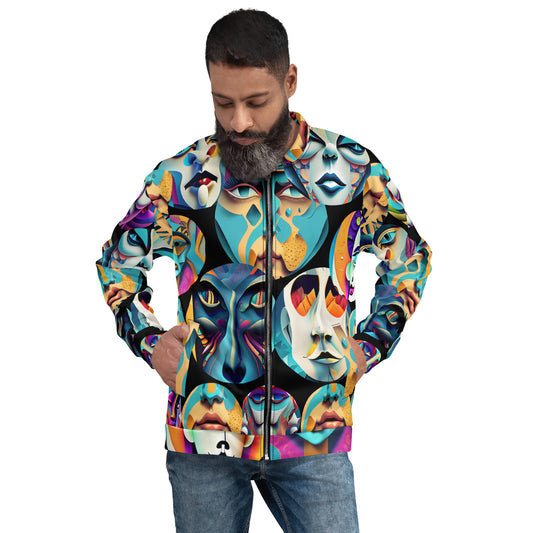 Unisex Bomber Jacket Kukloso Cubist Faces No 30 Multicolors Free Shipping