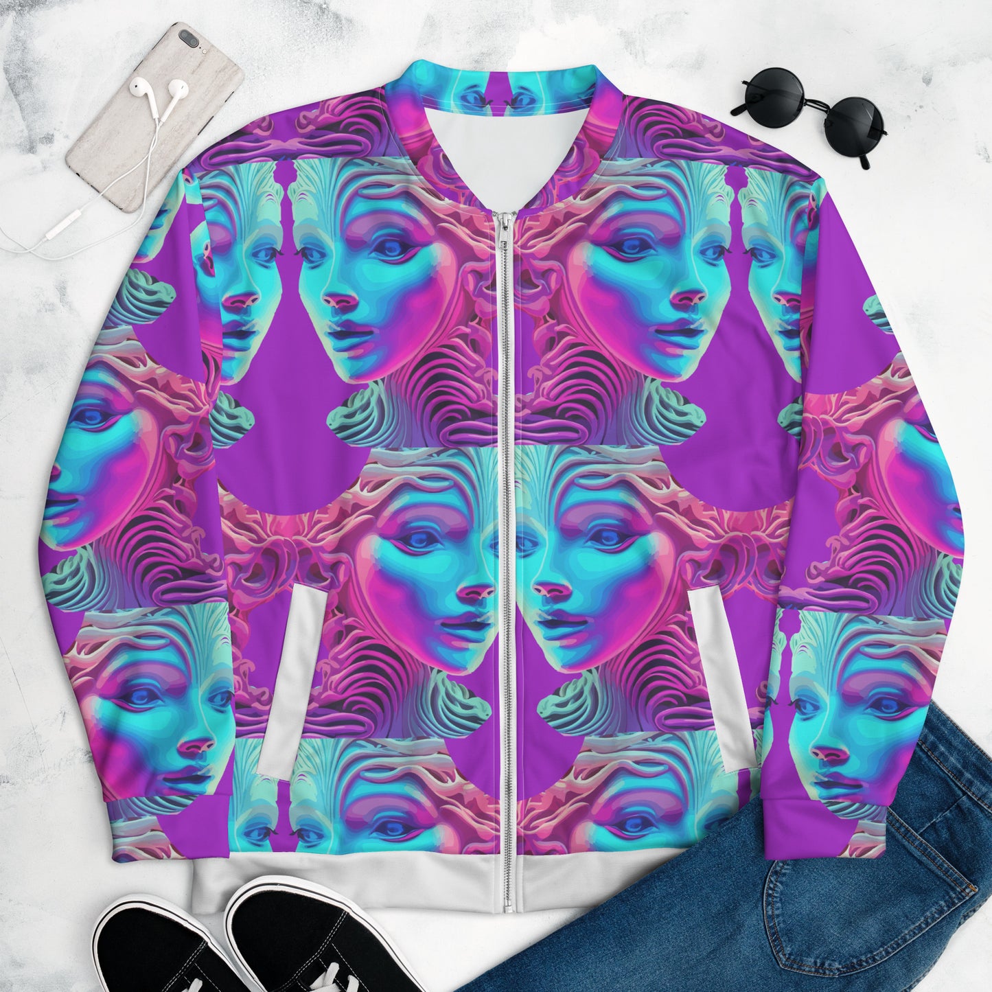 Unisex Bomber Jacket Kukloso Space Face No 14 - Free Shipping