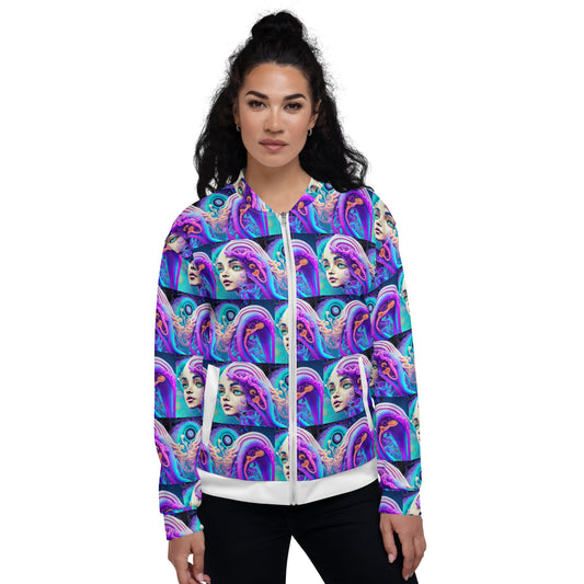 Unisex Bomber Jacket Kukloso Space Face No 1 Small Pattern - Free Shipping