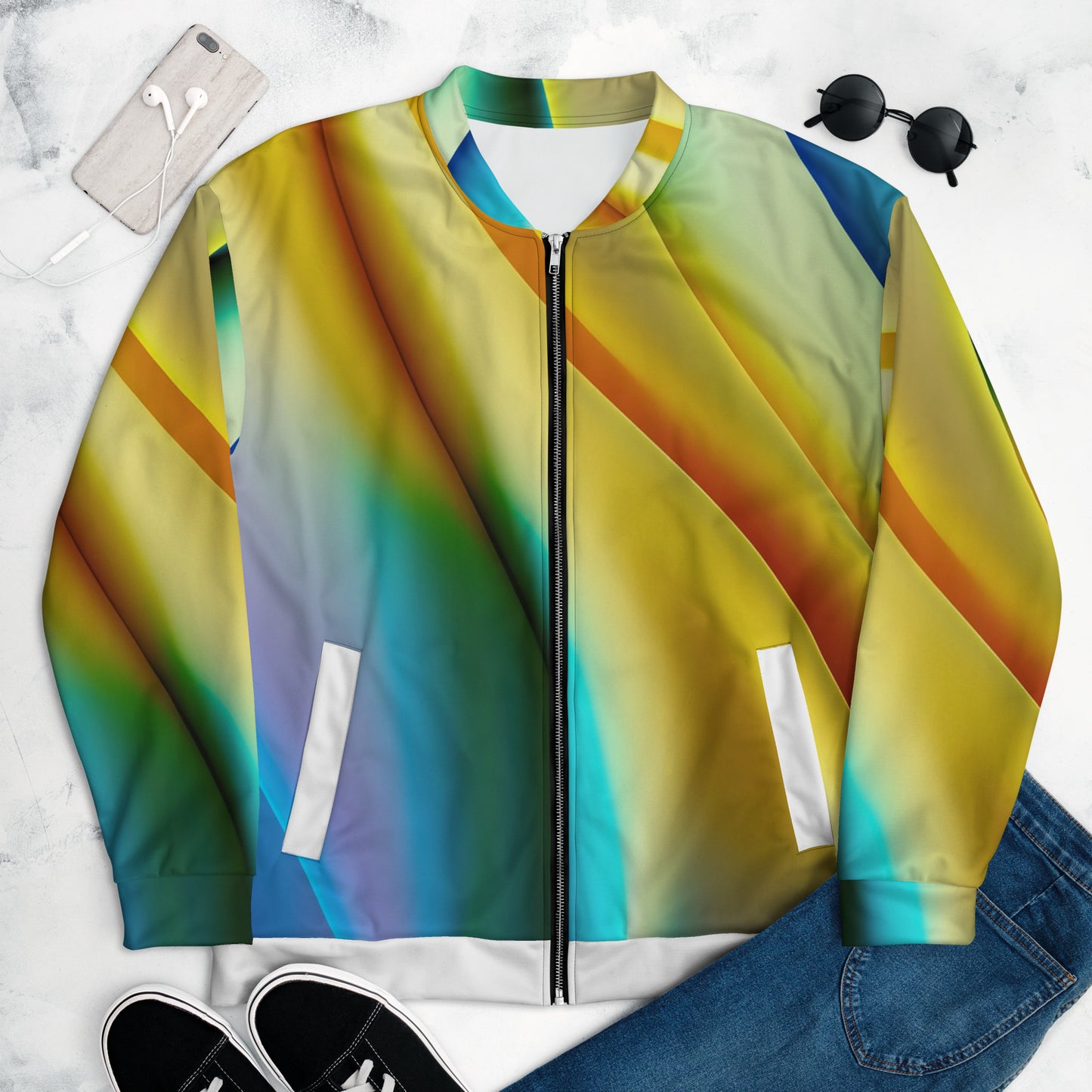 Unisex Bomber Jacket Kukloso Color Flow No 21 - Free Shipping