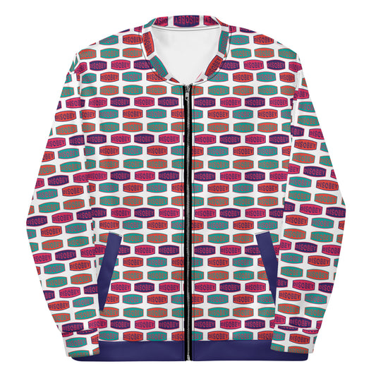 Unisex Bomber Jacket Kukloso Disobey Multicolor Logo - Free Shipping