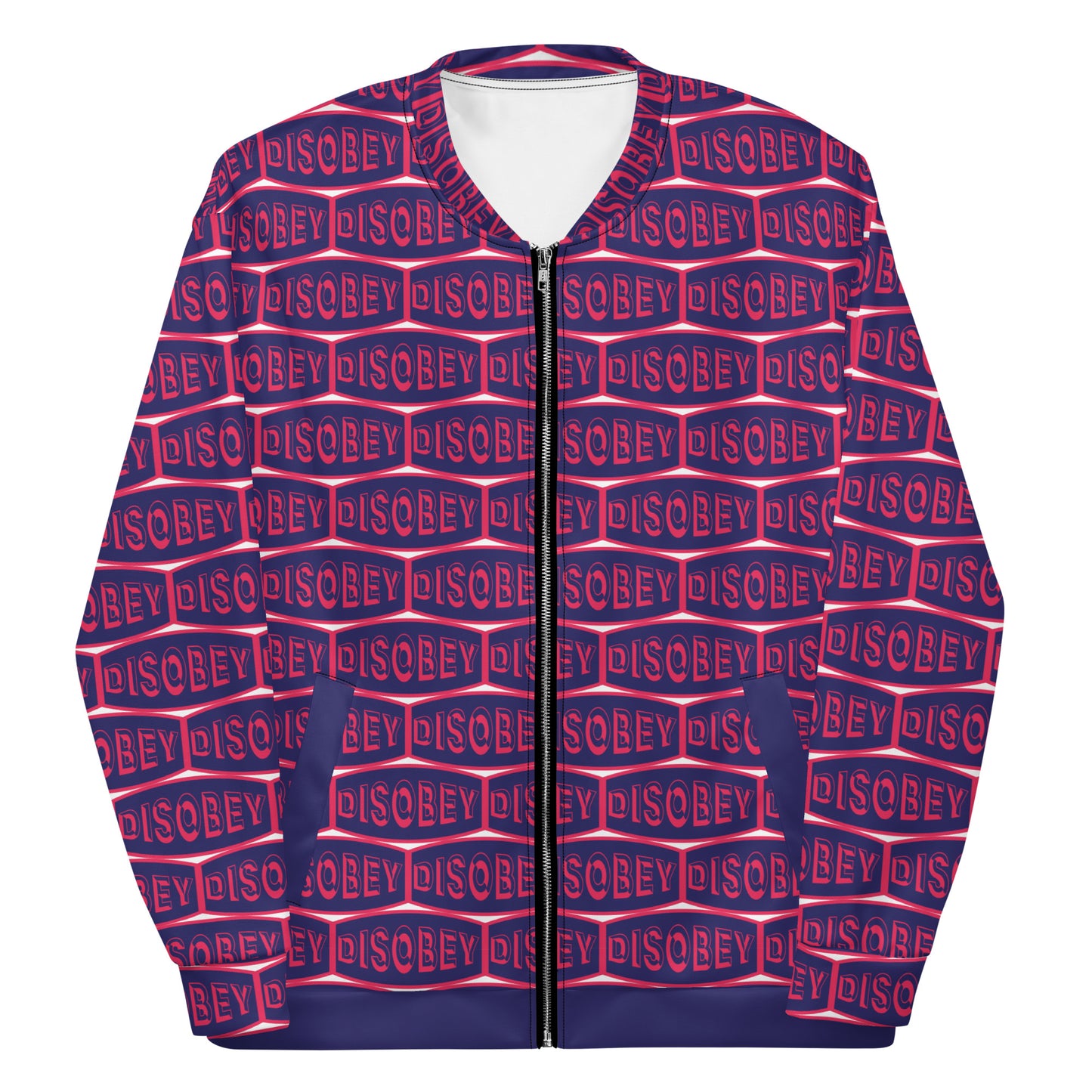 Unisex Bomber Jacket Kukloso Disobey Logo Navy/Dark Pink - Free Shipping