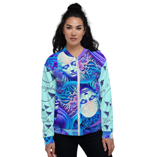 Unisex Bomber Jacket Kukloso Space Faces Love is Everywhere No 1 Free Shipping