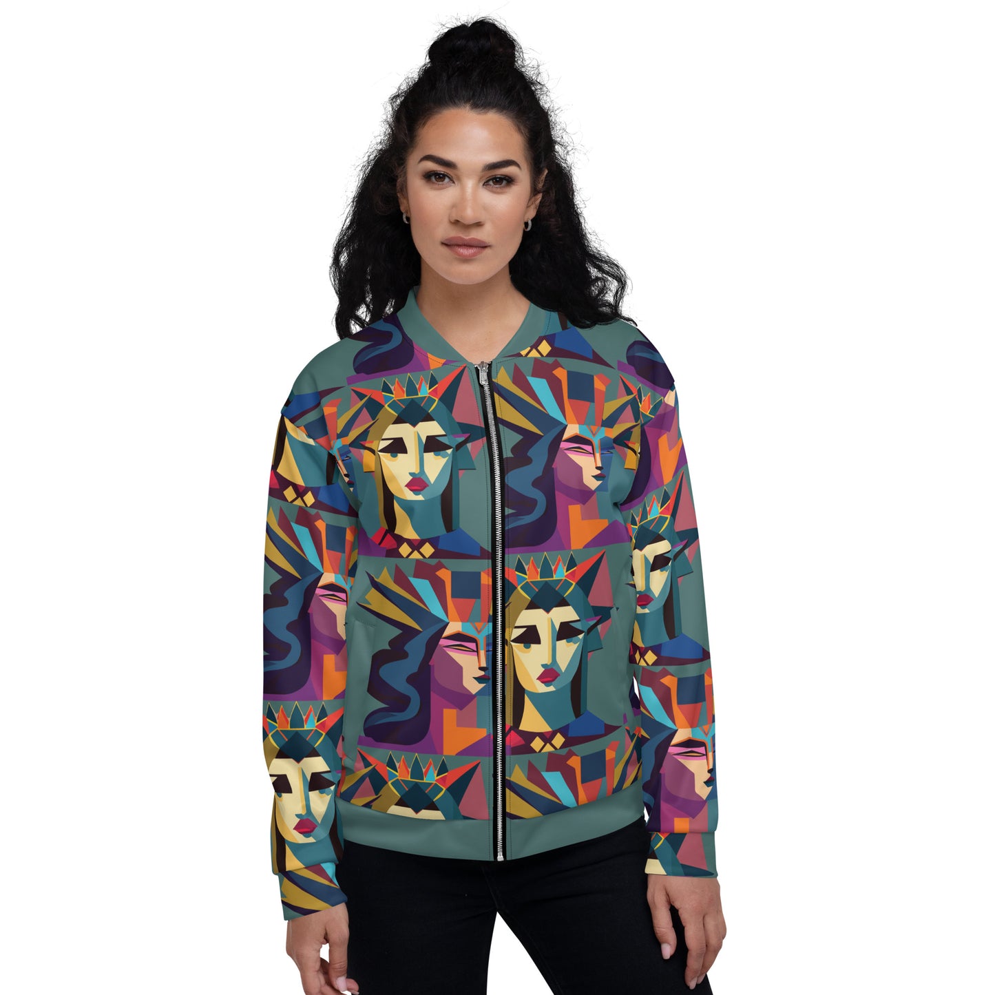 Unisex Bomber Jacket Kukloso Cubist King & Queen - Free Shipping