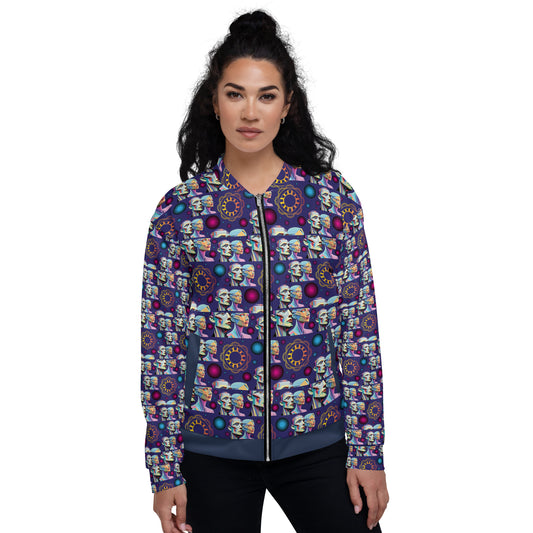 Unisex Bomber Jacket Kukloso Cubist Couple No 1 B - Free Shipping