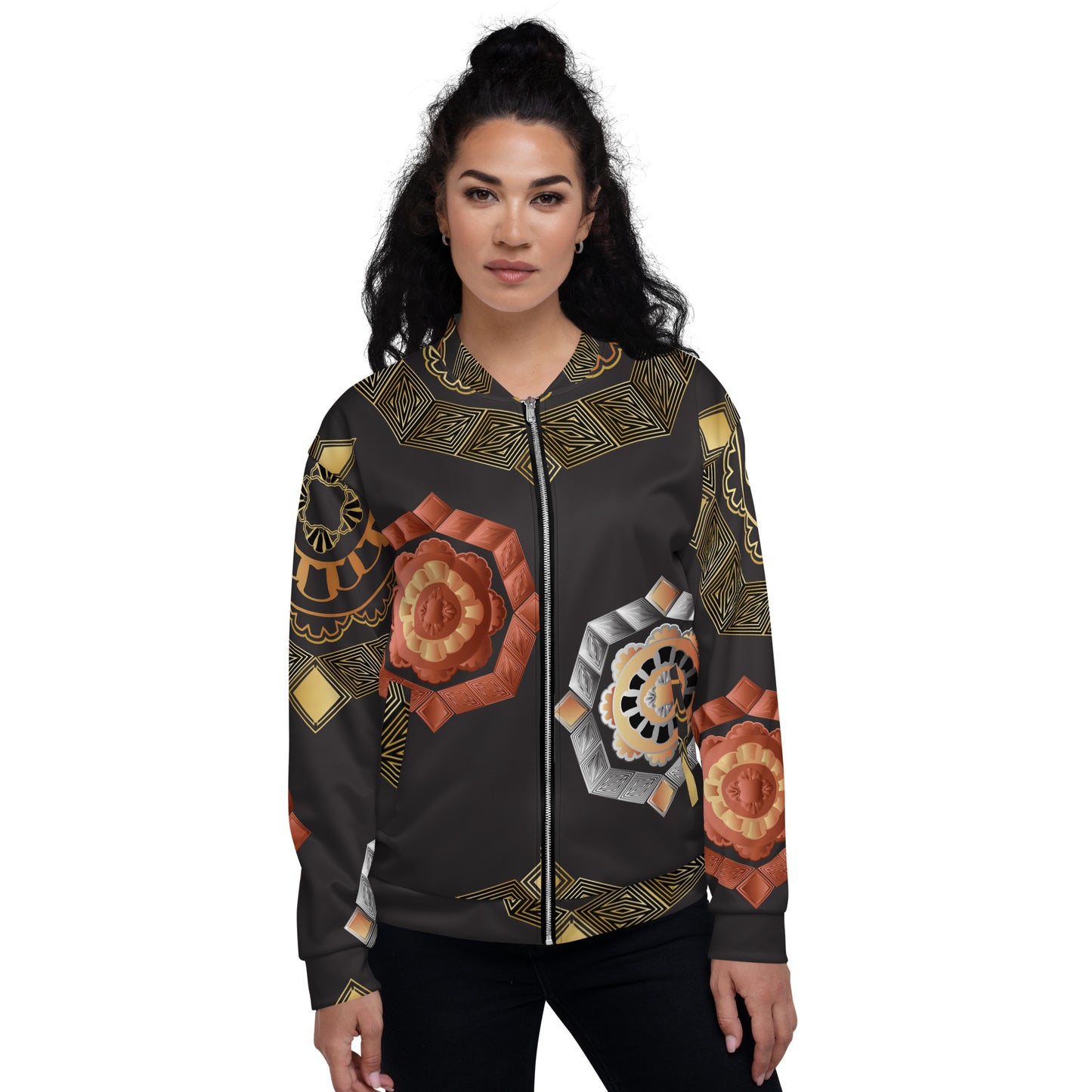 Unisex Bomber Jacket Kukloso Mandala Melange No 1 - Free Shipping