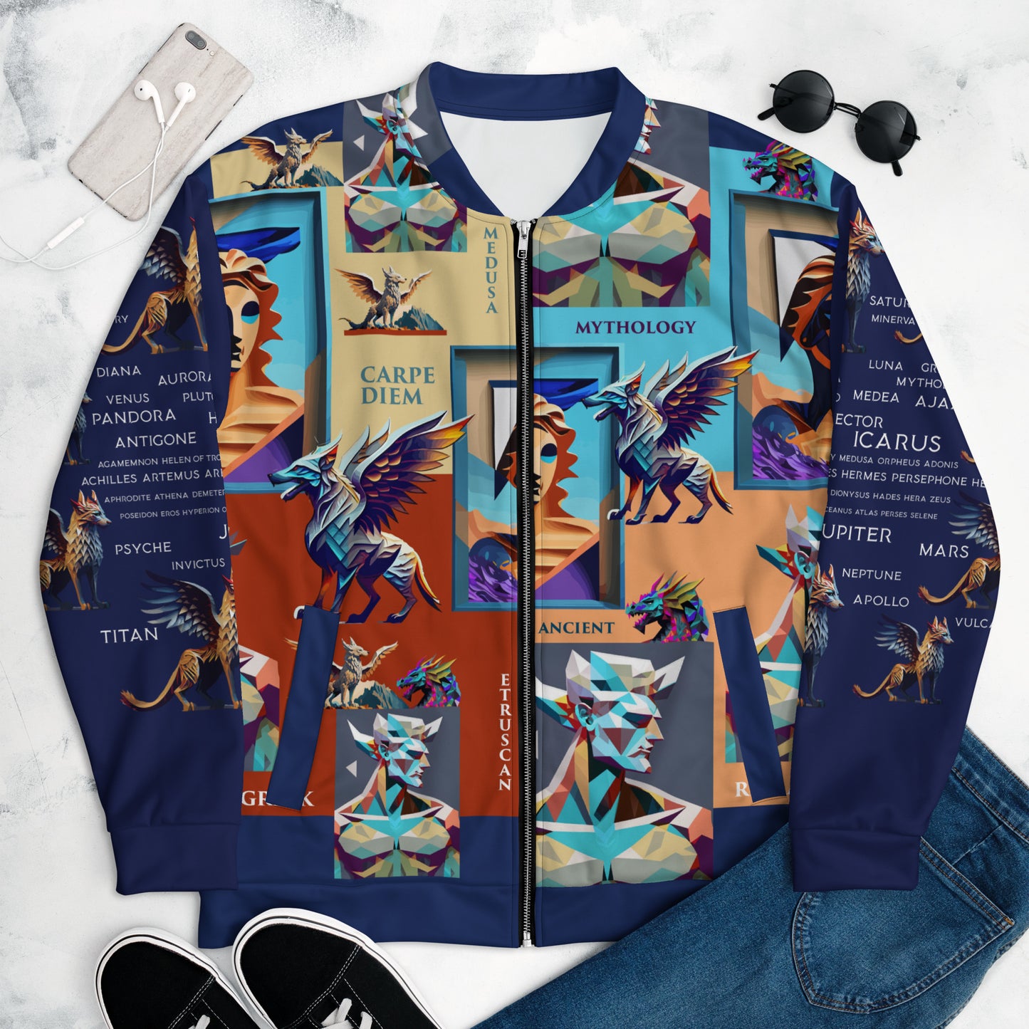 Unisex Bomber Jacket Kukloso Ancient Mythology No 2 - Free Shipping