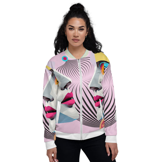 Unisex Bomber Jacket Kukloso Cubist Space Kisser No 3 - Free Shipping