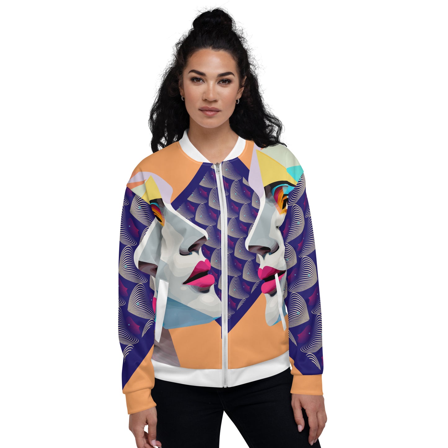 Unisex Bomber Jacket Kukloso Cubist Space Kisser No 4 - Free Shipping