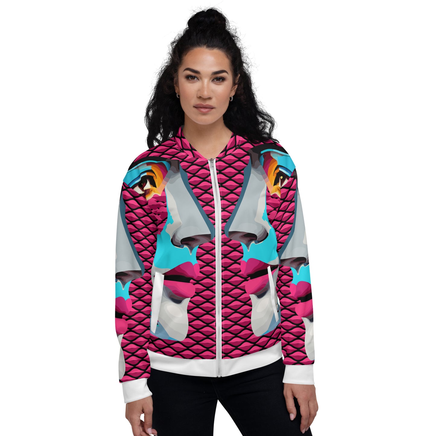 Unisex Bomber Jacket Kukloso Cubist Space Kisser No 5 - Free Shipping