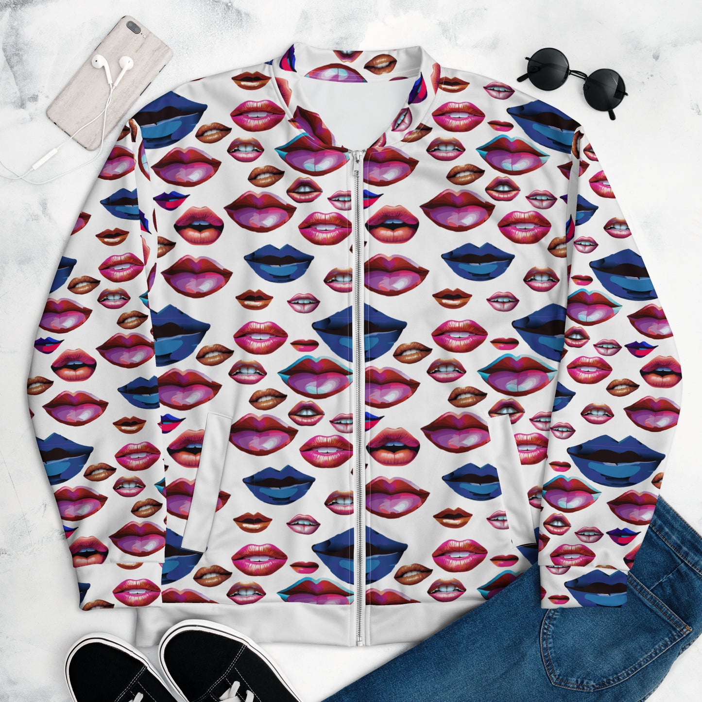 Unisex Bomber Jacket Kukloso Cubist Space Kisser No 7 - Free Shipping