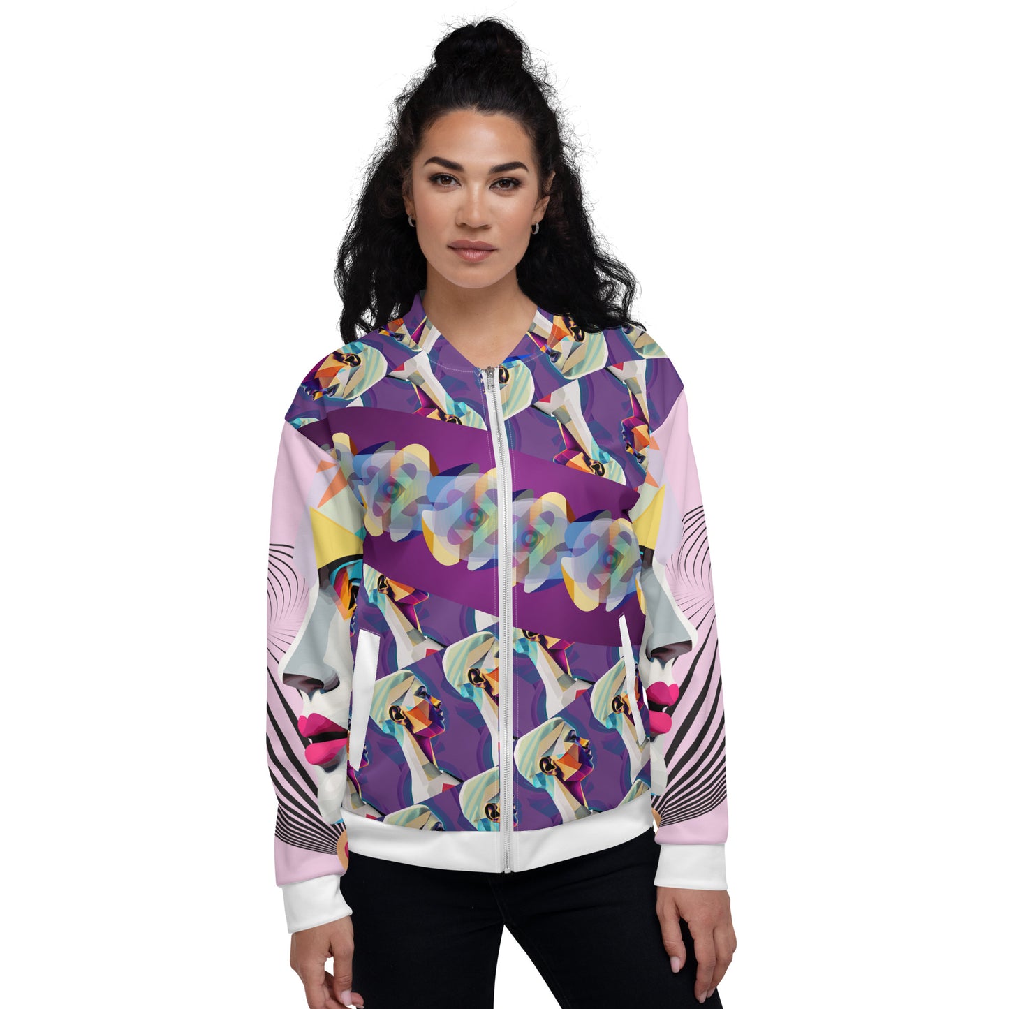 Unisex Bomber Jacket Kukloso Cubist Face Collage No 1 - Free Shipping