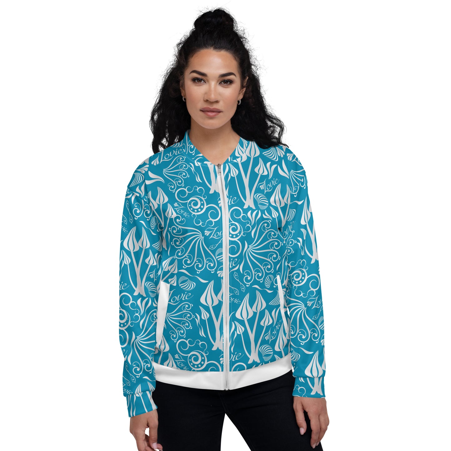 Unisex Bomber Jacket Kukloso "Lovie" No 1 Turquoise - Free Shipping