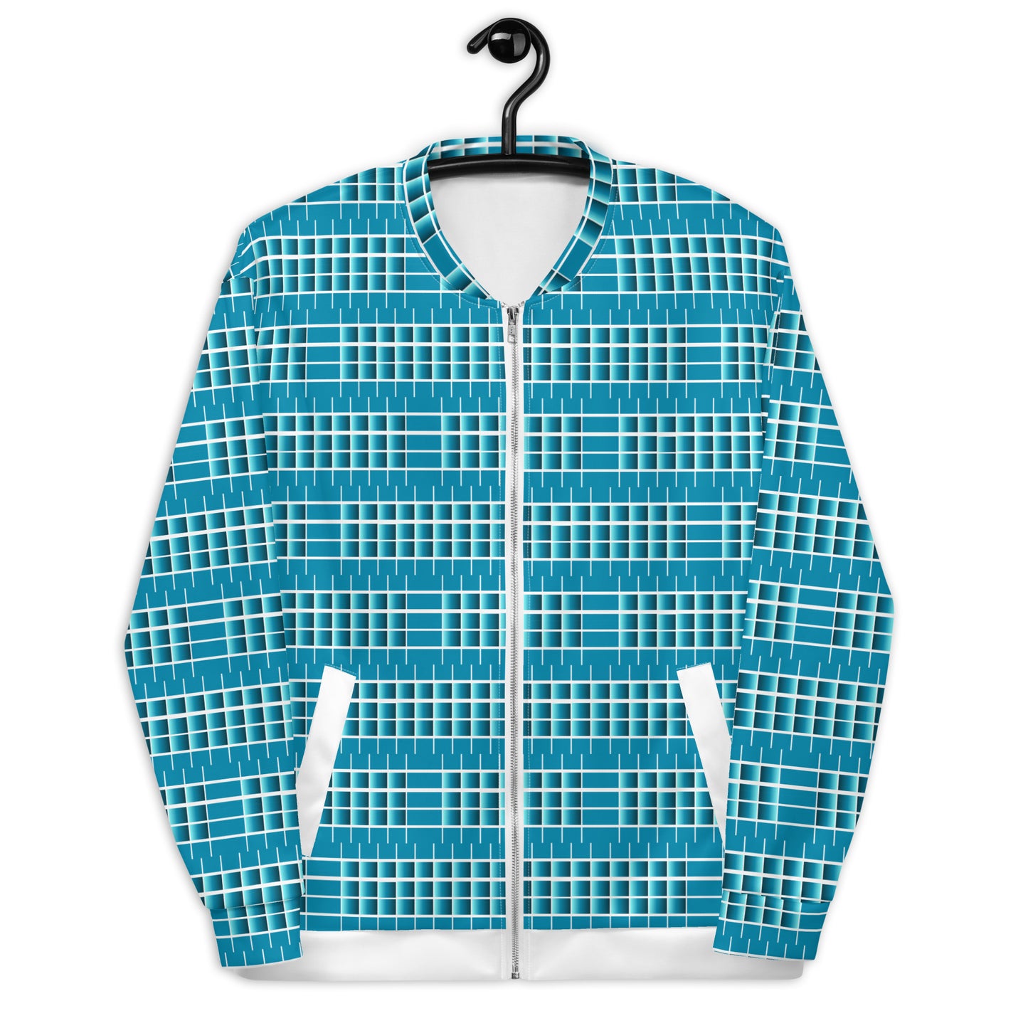 Unisex Bomber Jacket Kukloso Turquoise Geometrical - Free Shipping