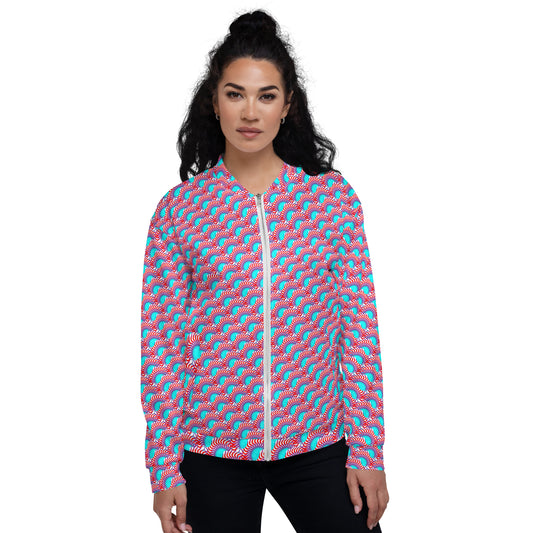 Unisex Bomber Jacket Kukloso Turquoise/Red Maze - Free Shipping