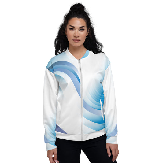 Unisex Bomber Jacket Kukloso Blue Swoosh No 1 - Free Shipping