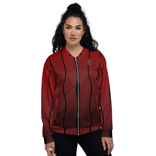 Unisex Bomber Jacket Kukloso Red Stripes No 1 - Free Shipping