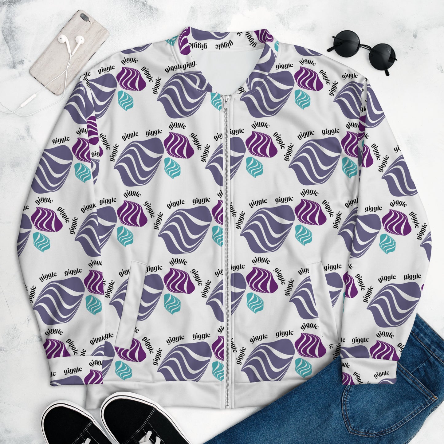 Unisex Bomber Jacket Kukloso Giggle Graphic No 2 - Free Shipping
