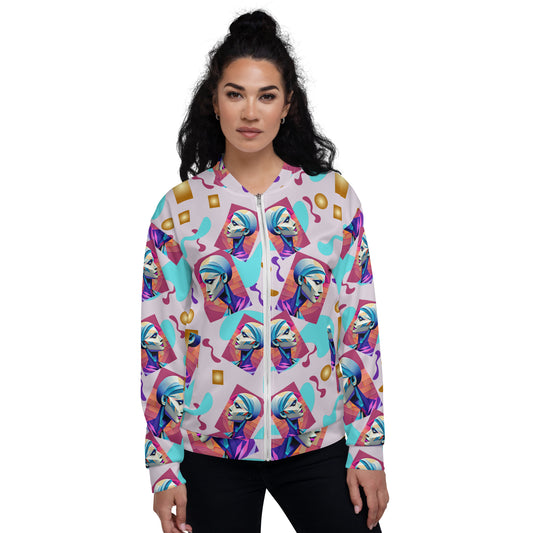 Unisex Bomber Jacket Kukloso Space Face Collage No 3- free Shipping