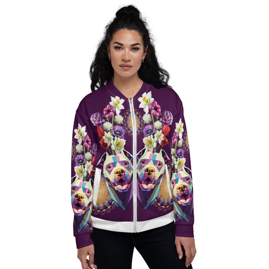 Unisex Bomber Jacket Kukloso Melange de fleur w/Dog No 3 - Free Shipping