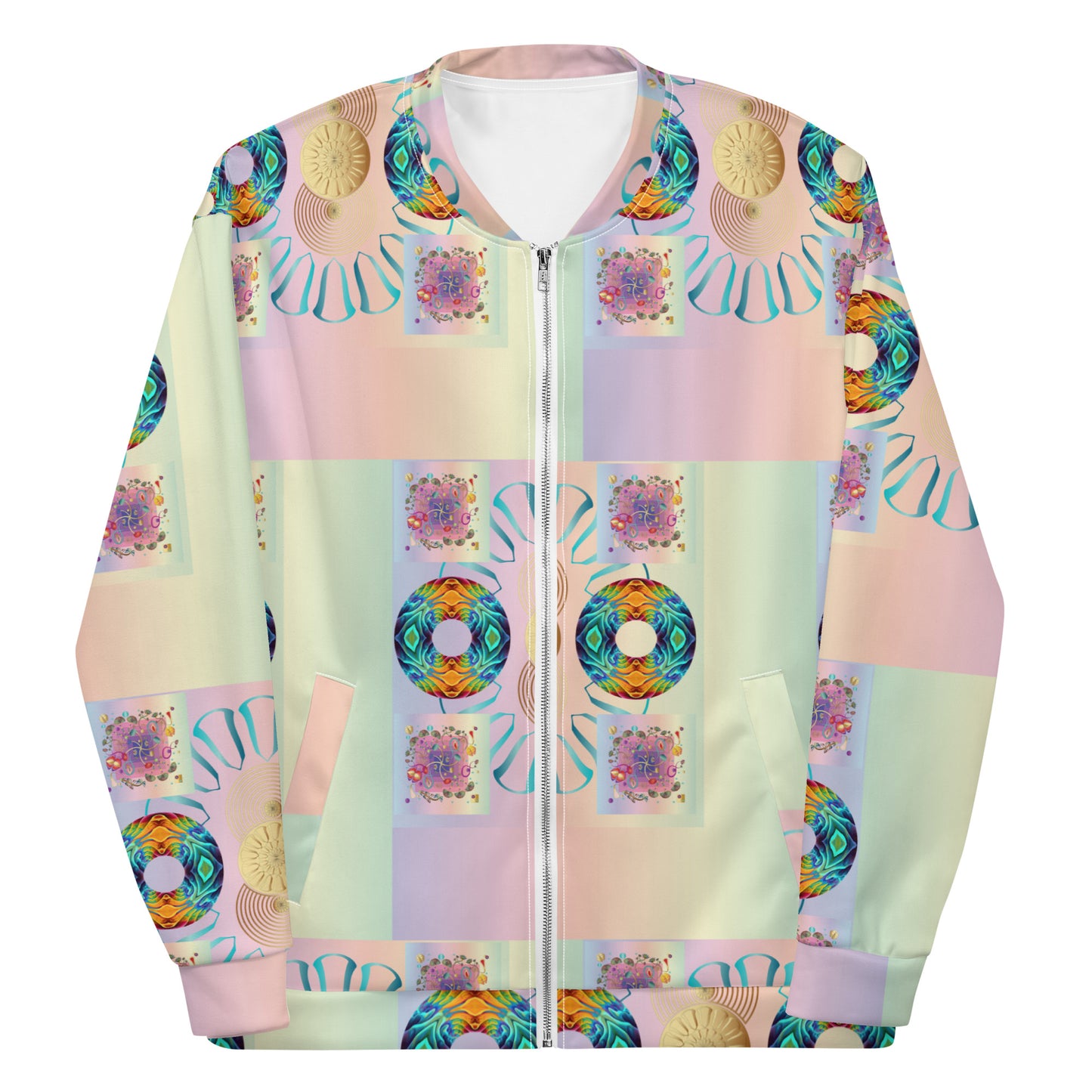 Unisex Bomber Jacket Kukloso Multicolored Collage No 2 - Free Shipping