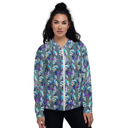 Unisex Bomber Jacket Kukloso Cubist Ladies In Purple No 1 - Free Shipping