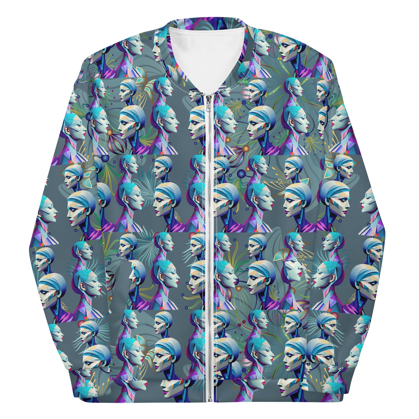 Unisex Bomber Jacket Kukloso Cubist Ladies In Purple No 1 - Free Shipping