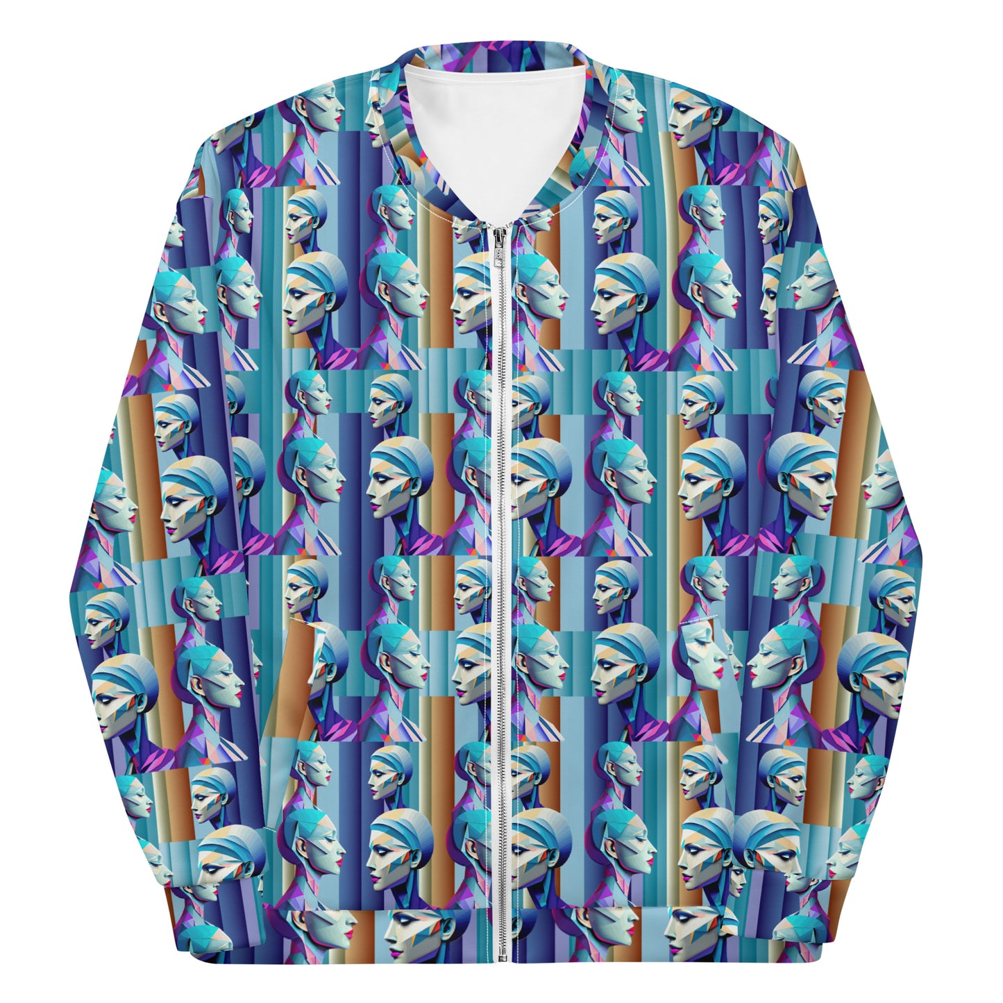 Unisex Bomber Jacket Kukloso Cubist Ladies In Purple No 3 - Free Shipping