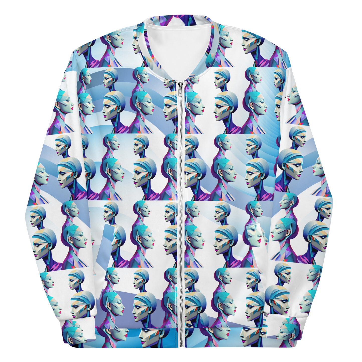 Unisex Bomber Jacket  Kukloso Cubist Ladies In Purple No 4 - Free Shipping