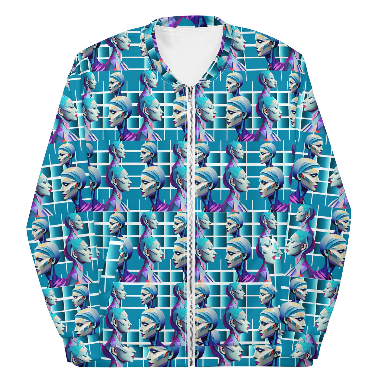 Unisex Bomber Jacket Kukloso Cubist Ladies In Purple No 6 - Free Shipping