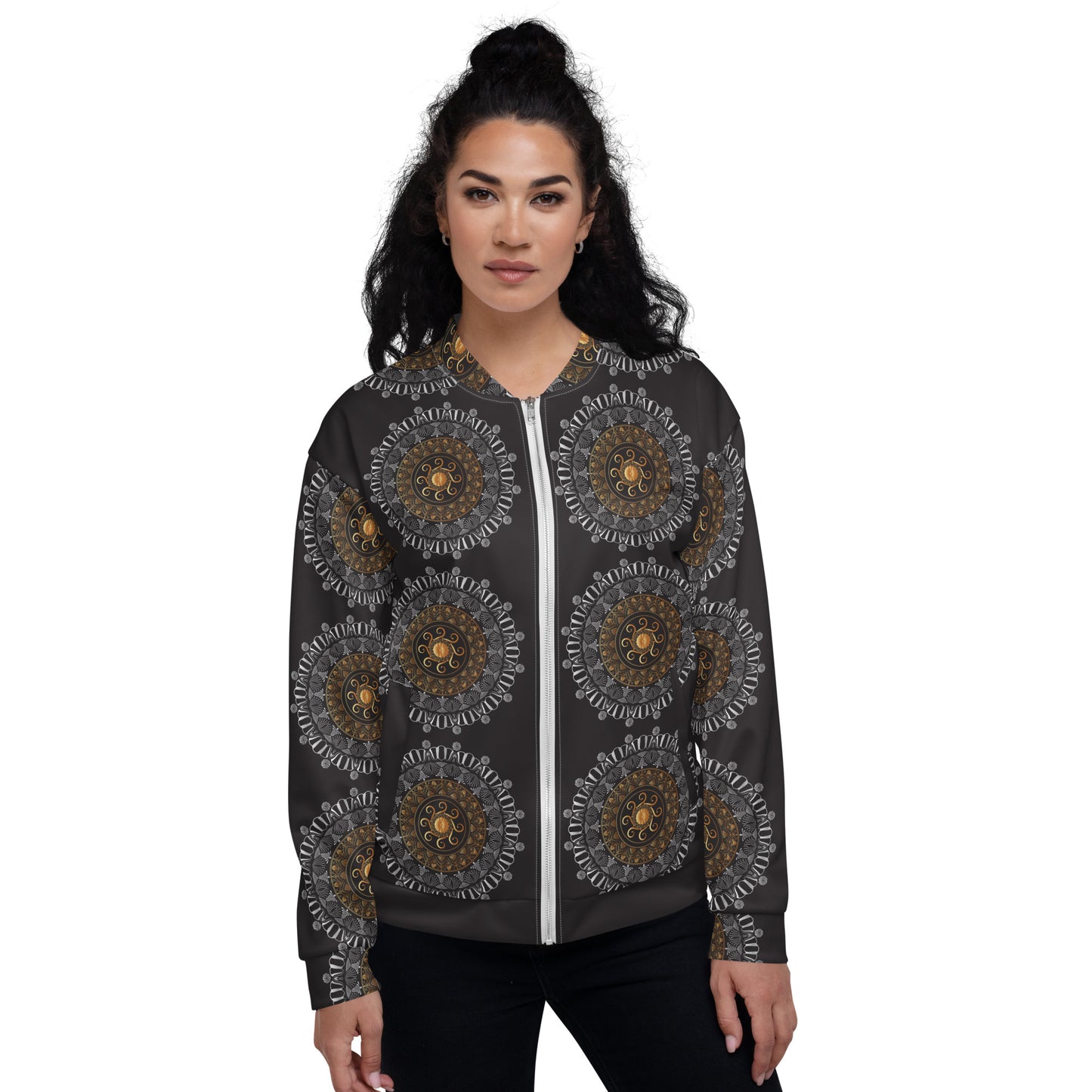 Unisex Bomber Jacket Kukloso Kuklos Mandala No 4321 - Free Shipping