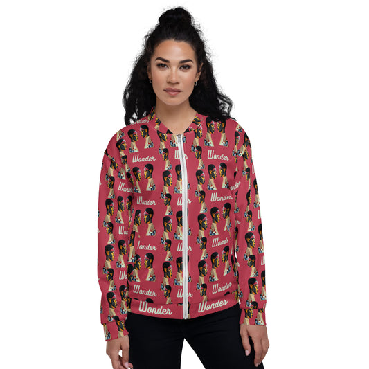 Unisex Bomber Jacket Kukloso Cubist Faces 'Wonder' No 1 - Free Shipping