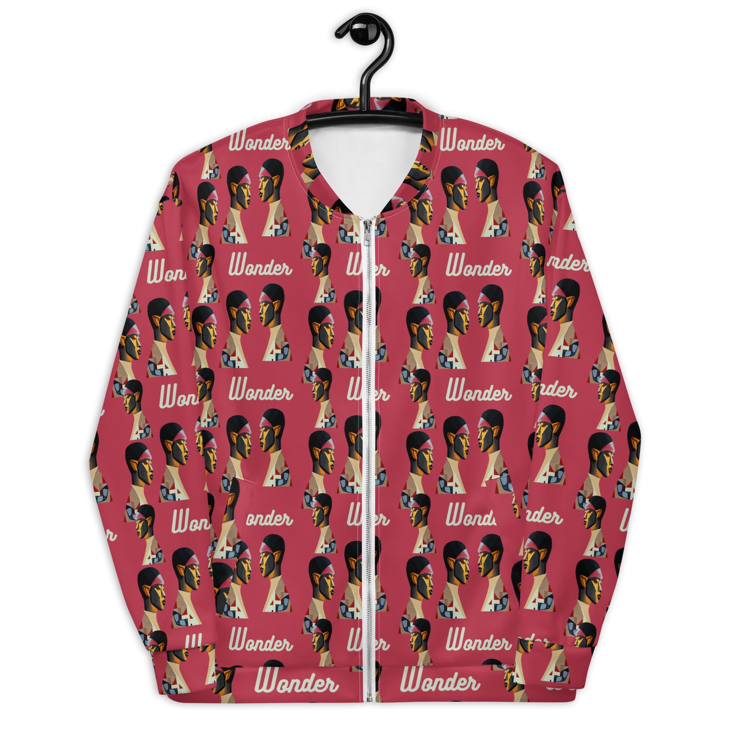 Unisex Bomber Jacket Kukloso Cubist Faces 'Wonder' No 1 - Free Shipping