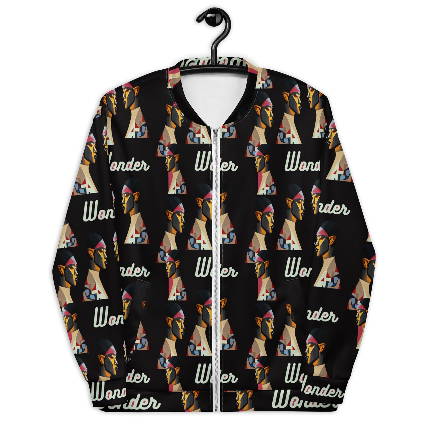 Unisex Bomber Jacket Kukloso Cubist Faces 'Wonder' No 2 - Free Shipping