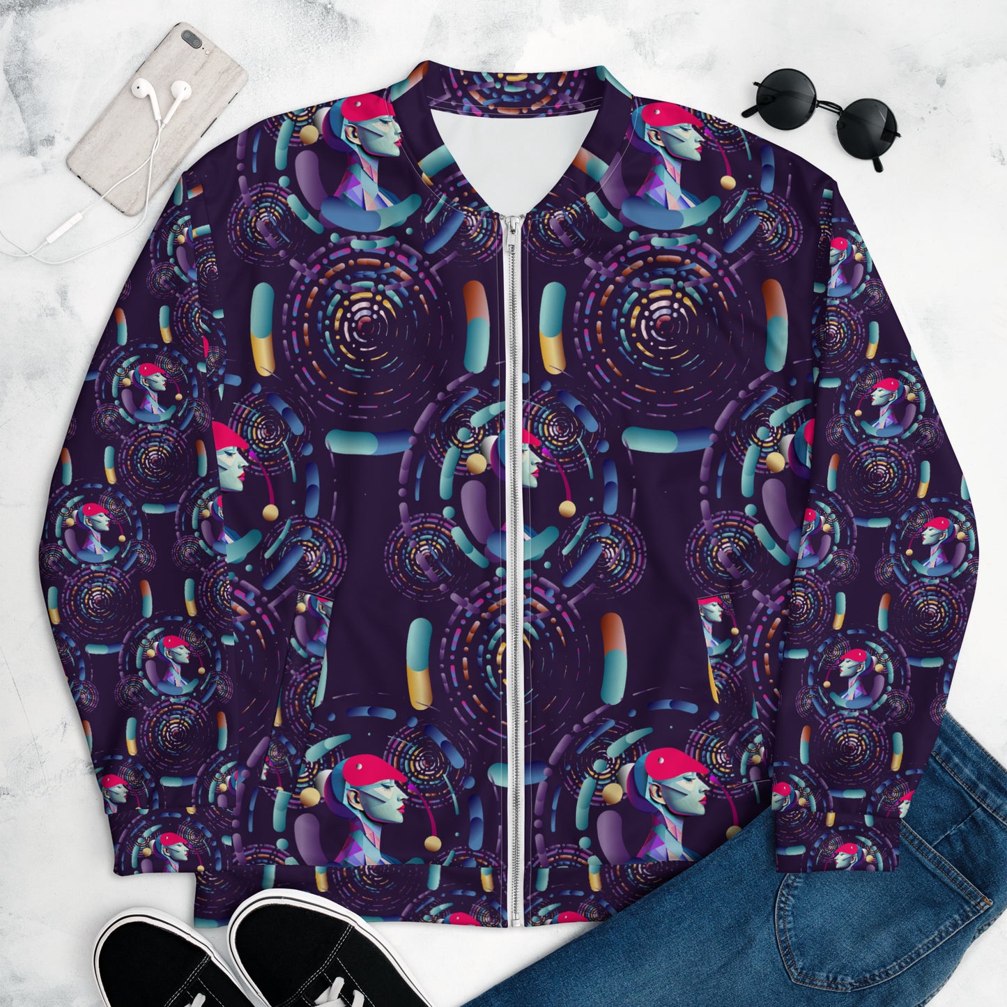 Unisex Bomber Jacket Kukloso Abstracticon No 22 - Free Shipping