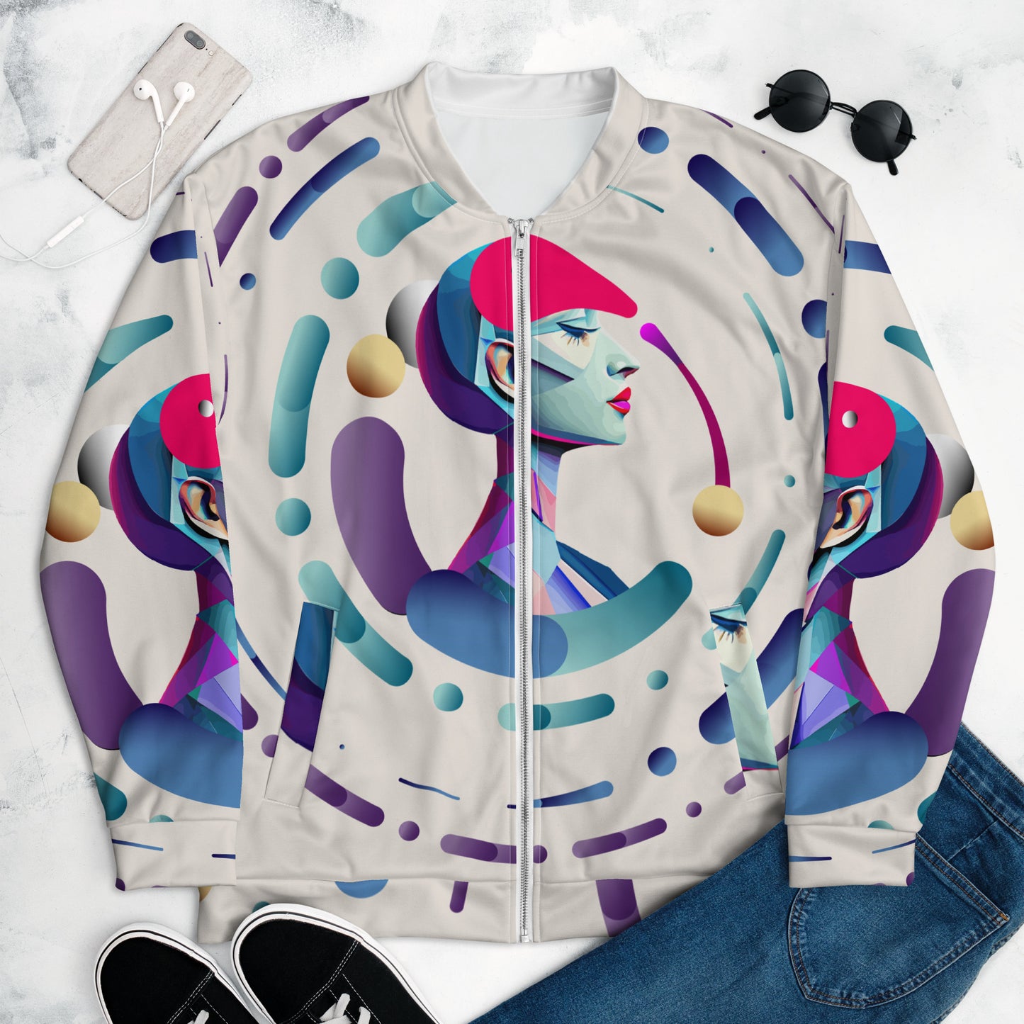 Unisex Bomber Jacket Kukloso Abstracticon No 21 - Free Shipping