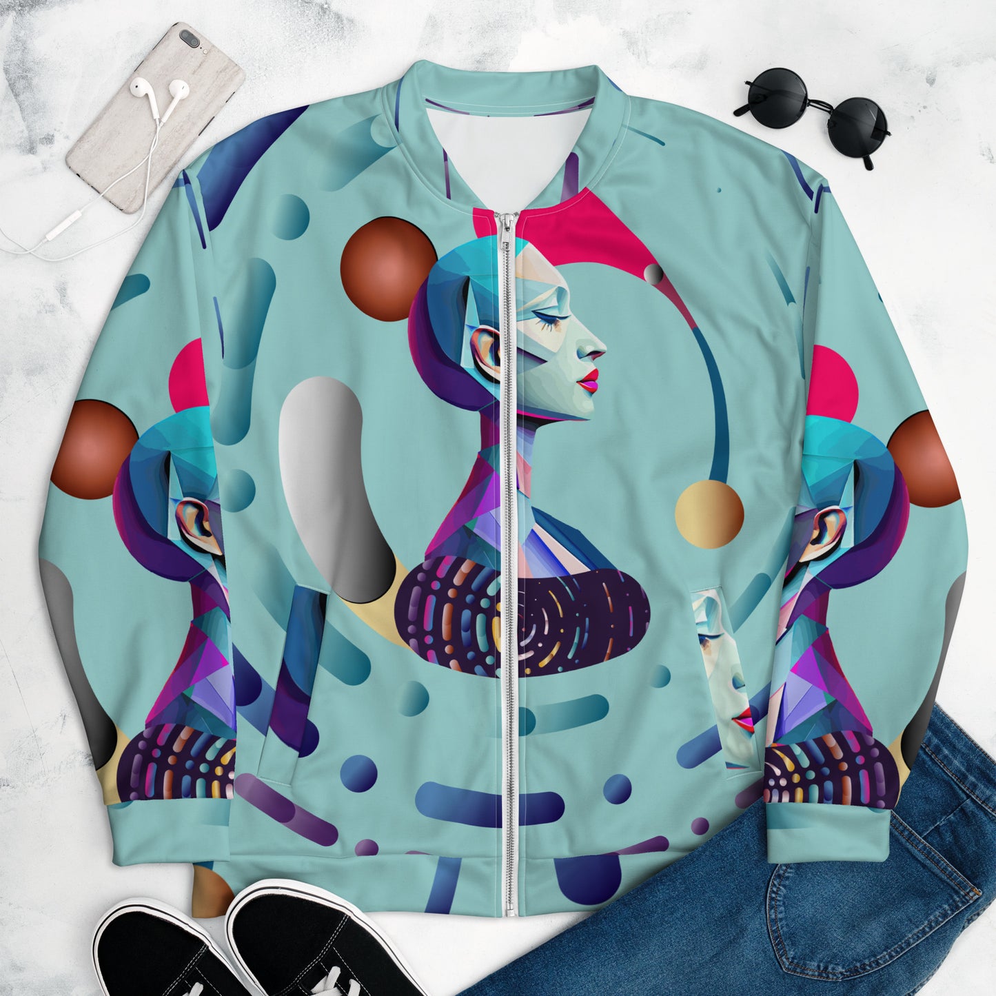 Unisex Bomber Jacket Kukloso Abstracticon No 14 - Free Shipping