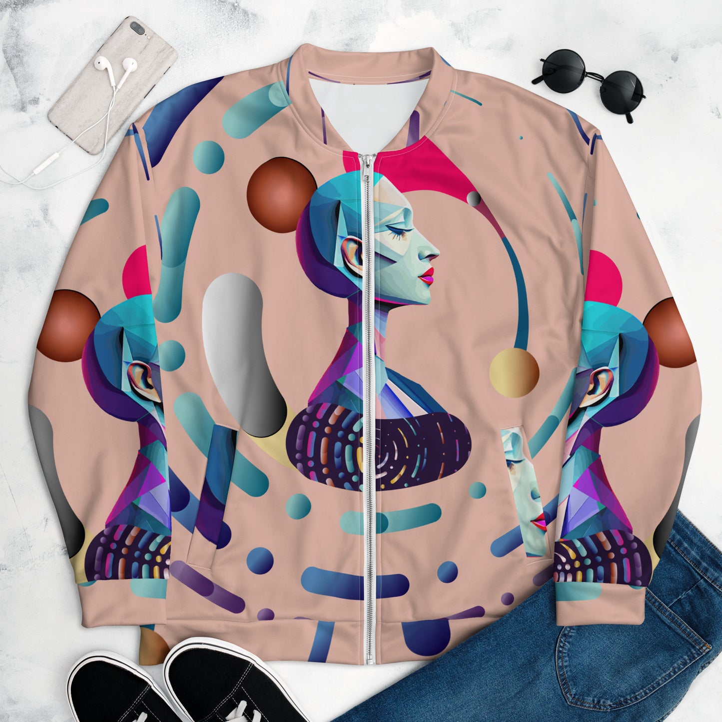 Unisex Bomber Jacket Kukloso Abstracticon No 13 - Free Shipping