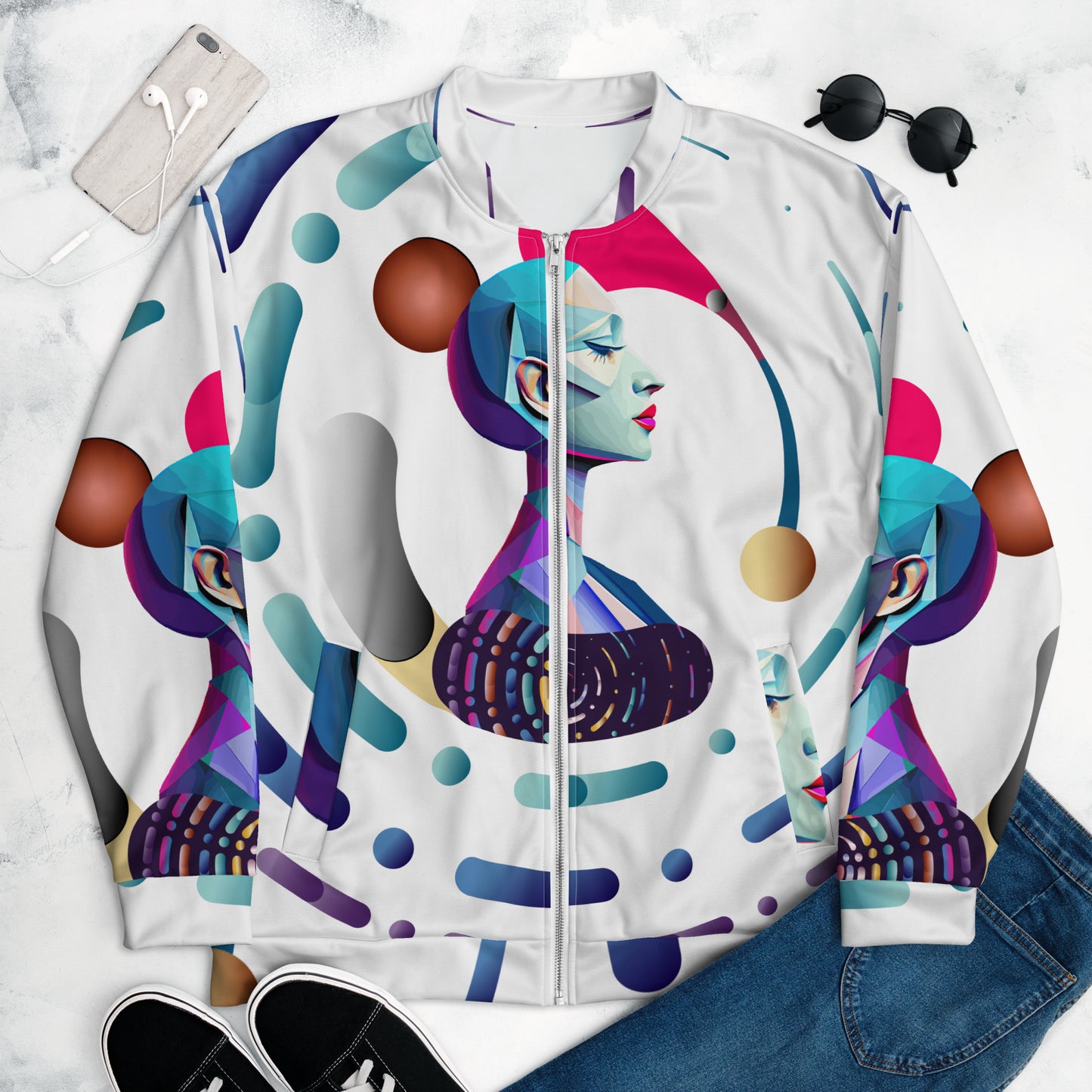 Unisex Bomber Jacket Kukloso Abstracticon No 12 - Free Shipping