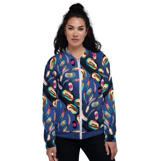 Unisex Bomber Jacket Kukloso Abstracticon No 6 Large Pattern - Free Shipping